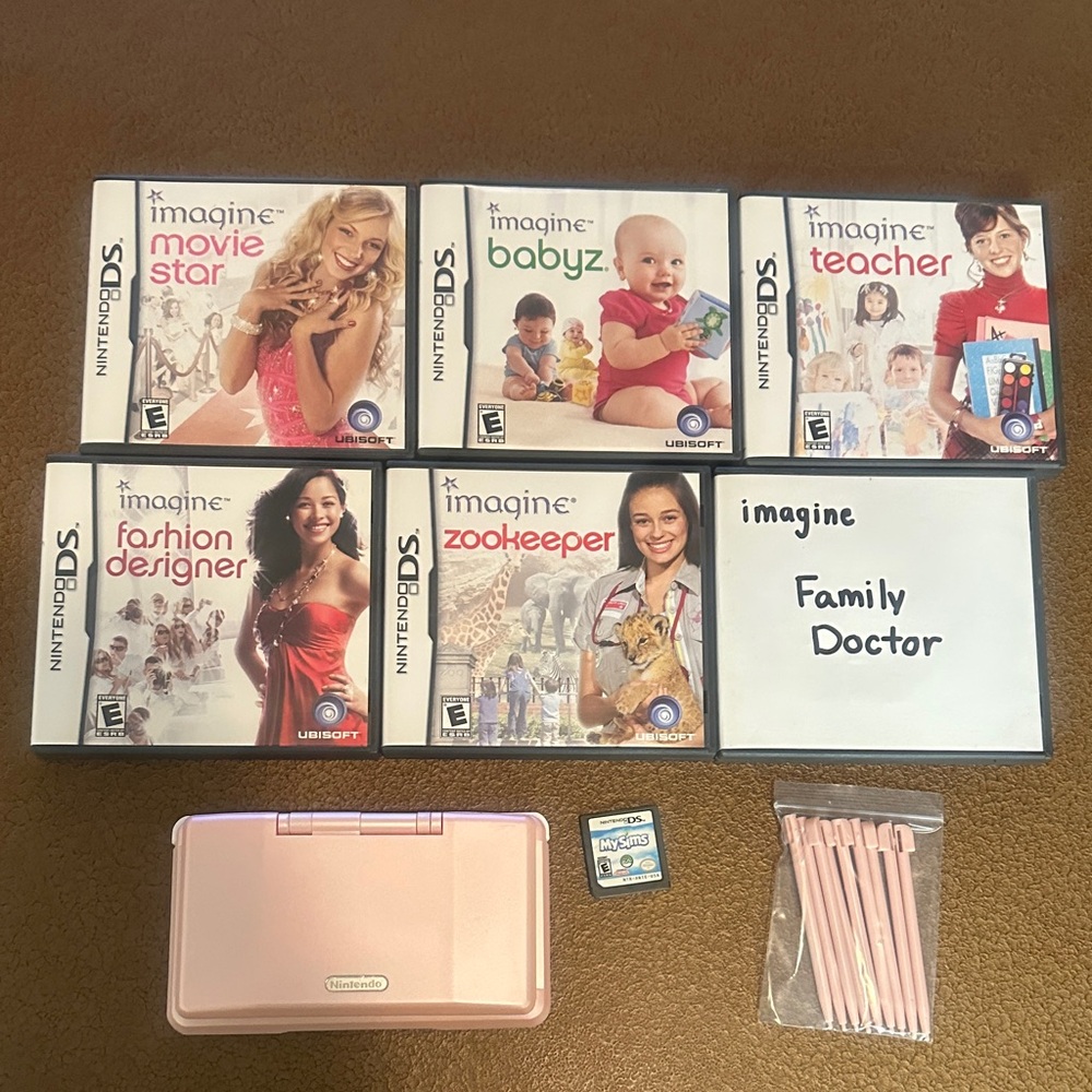 Nintendo Pink DS Lite Console with Imagine Game Bundle and My Sims game